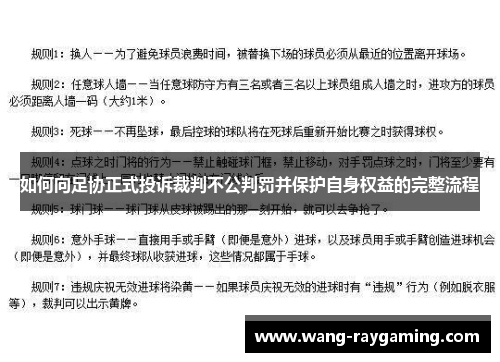 如何向足协正式投诉裁判不公判罚并保护自身权益的完整流程